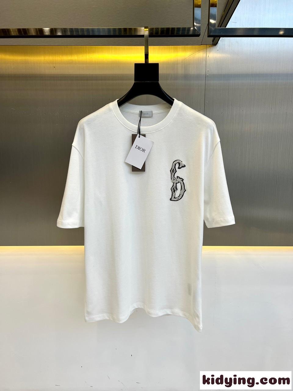 定番 カジュアル コットン 半袖Tシャツ クリスチャン・ディオール Tシャツ コピー ホワイト-0