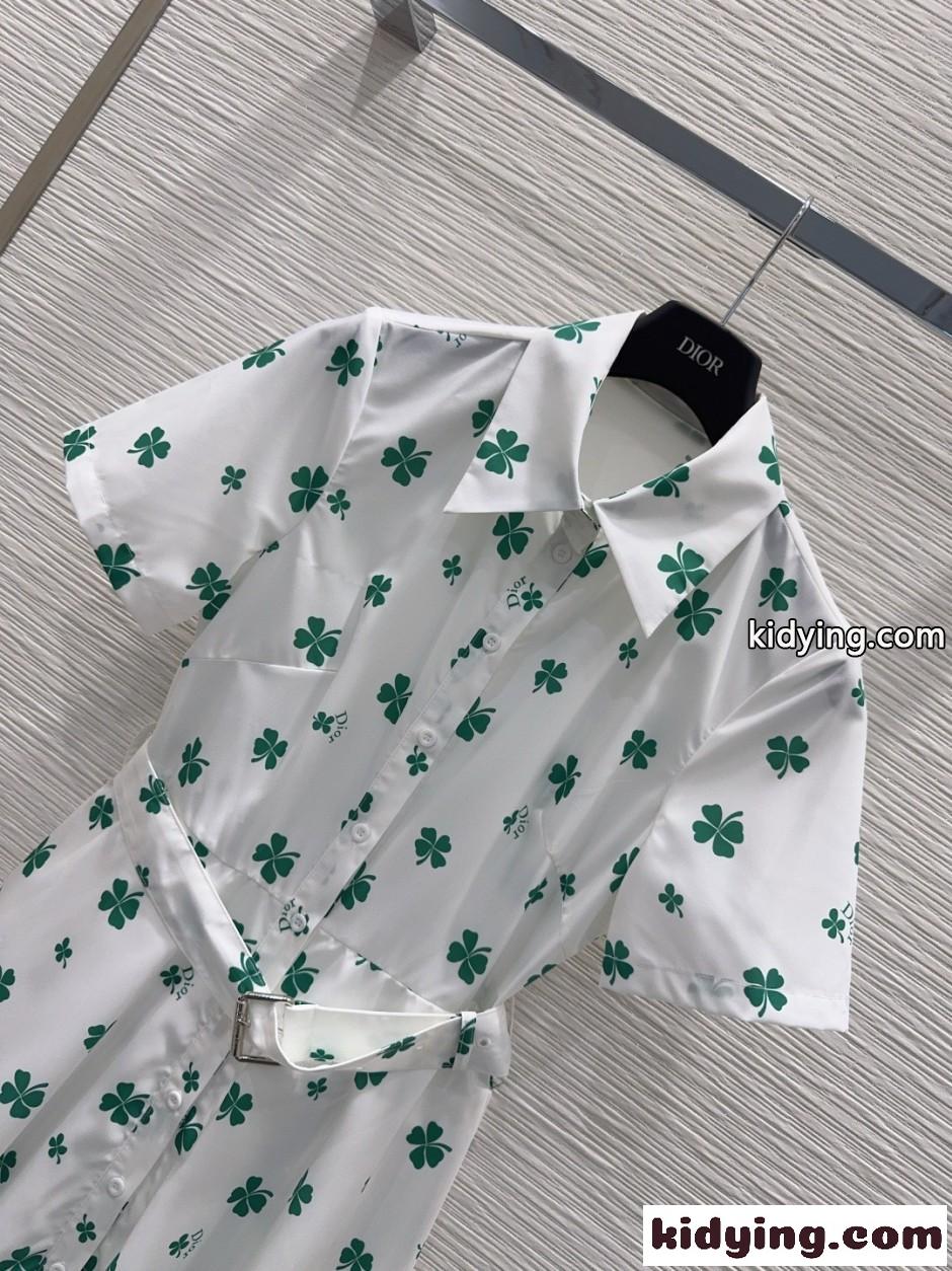 クローバー コットン シャツワンピース クリスチャン・ディオール ワンピース 偽物-2