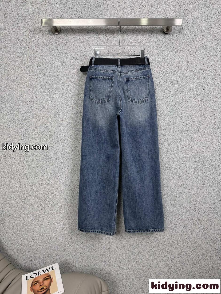 ベルト付き ワイドデニムパンツ プラダ ジーンズ 偽物 レディース-2