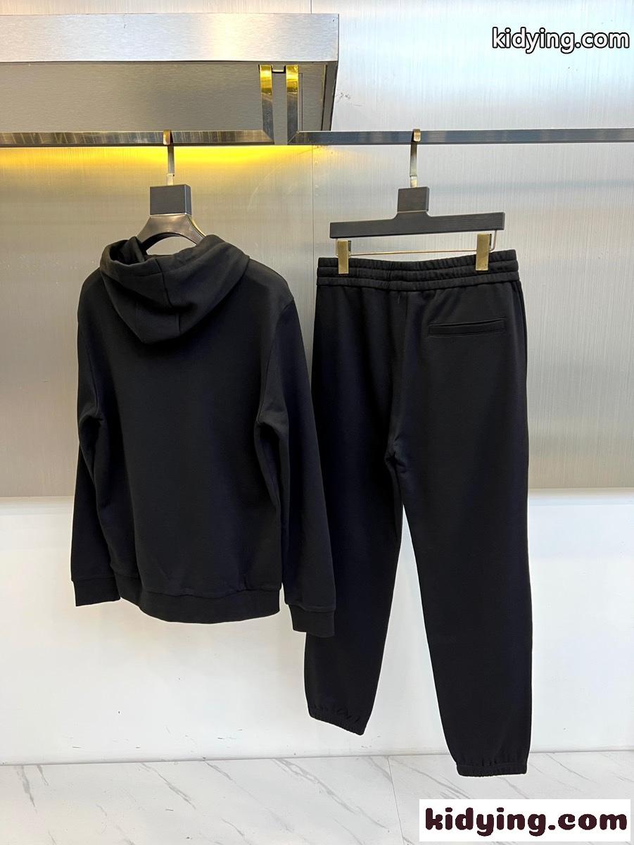 アナグラム フーディー＆スウェットパンツ 上下セット ロエベ セットアップ 偽物 ブラック-4