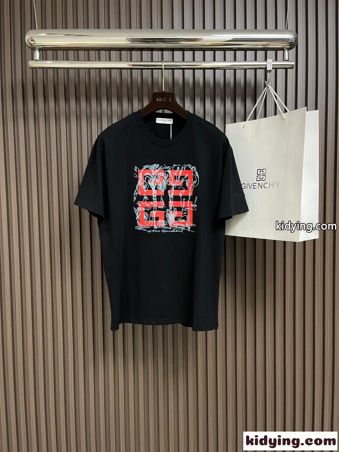 おしゃれ 4Gロゴ 半袖Tシャツ ジバンシィ Tシャツ 偽物 クルーネック ブラック-0