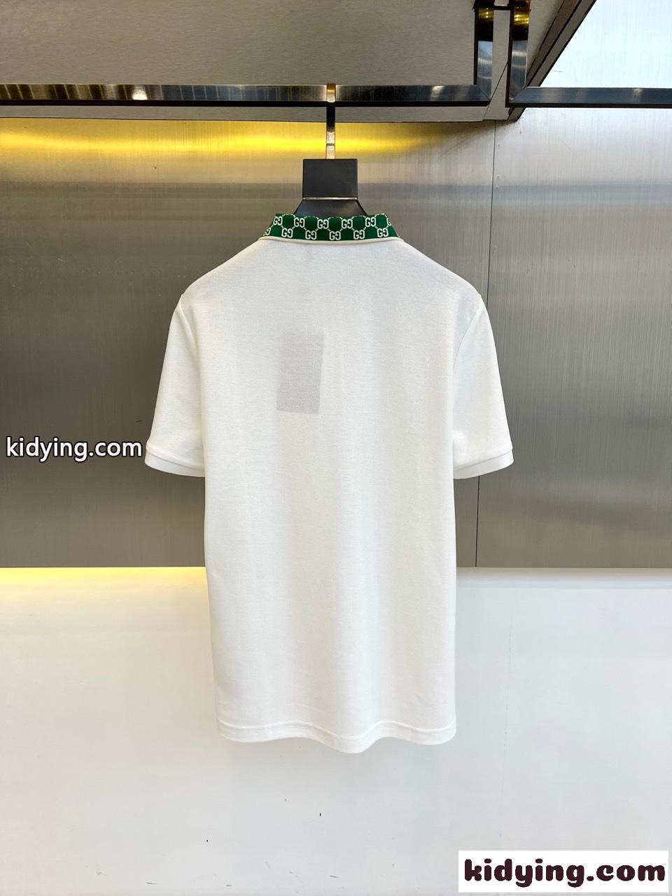 上品 カジュアル コットンピケ 半袖ポロシャツ グッチ Tシャツ 偽物 ホワイト-3
