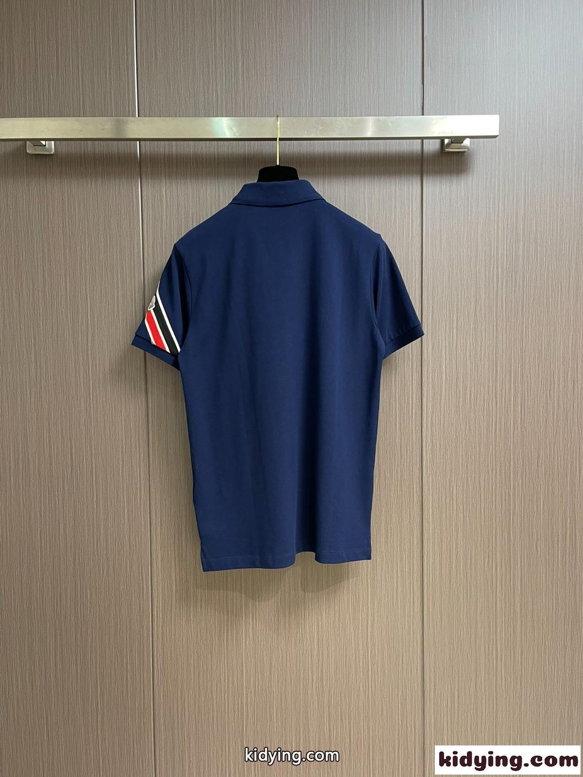 カジュアル モンクレール Tシャツ スーパーコピー コットンピケ 半袖ポロシャツ ブルー-1