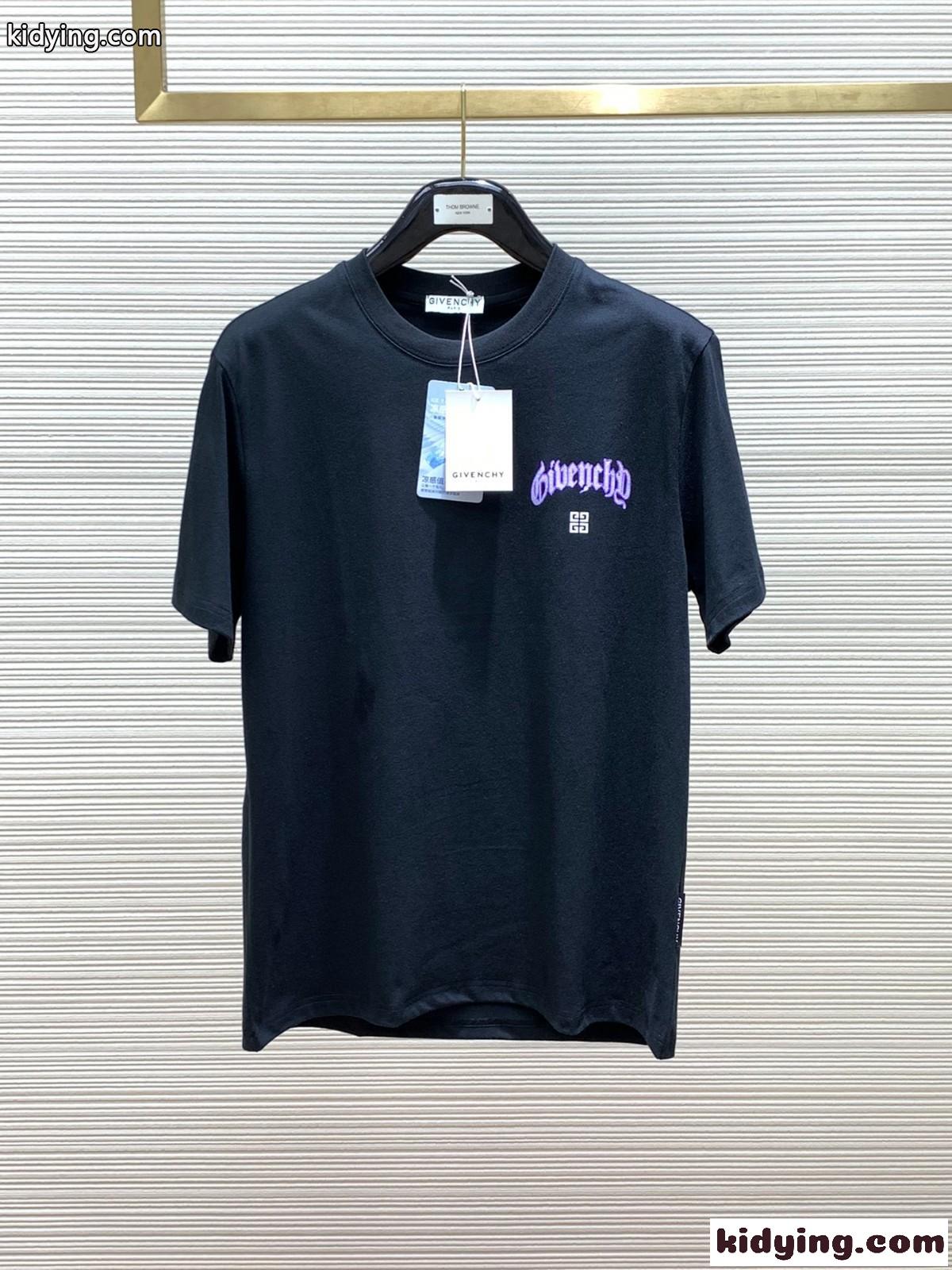 着心地いい コットン ジバンシィ Tシャツ 偽物 クルーネック 半袖Tシャツ ブラック-0