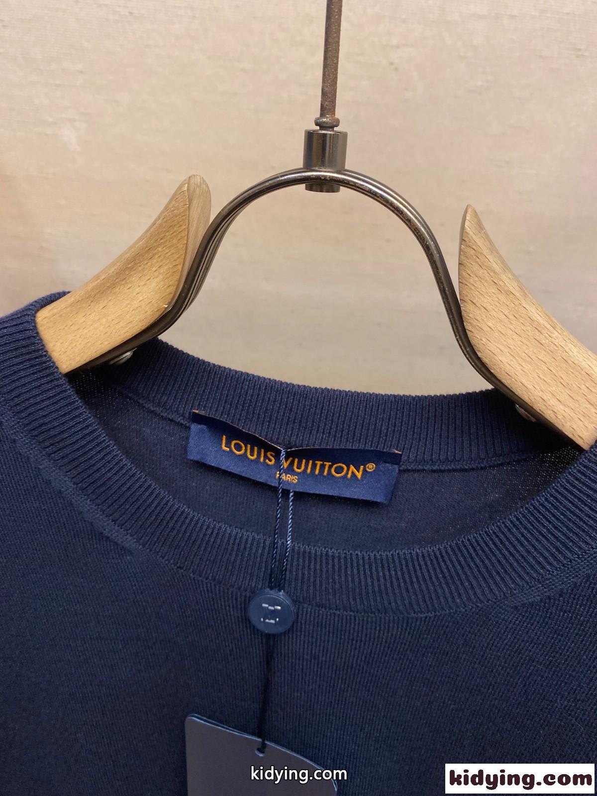ショートスリーブシグネチャークルーネック ルイ・ヴィトン Tシャツ コピー ブルー-0