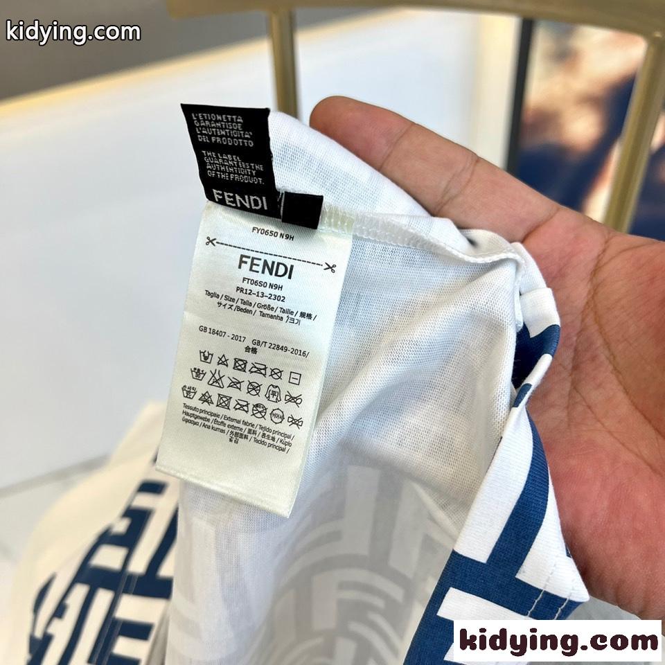注目される ロゴプリント フェンディ 半袖Tシャツ コピー クルーネック ホワイト-3