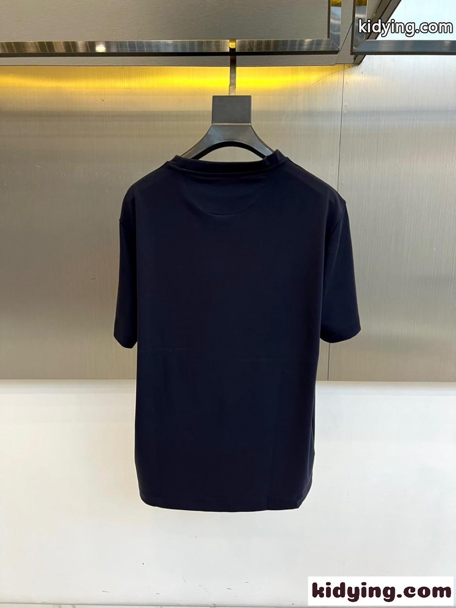 シンプル 上品 クルーネック 半袖Tシャツ プラダ Tシャツ 偽物 ネイビー-3