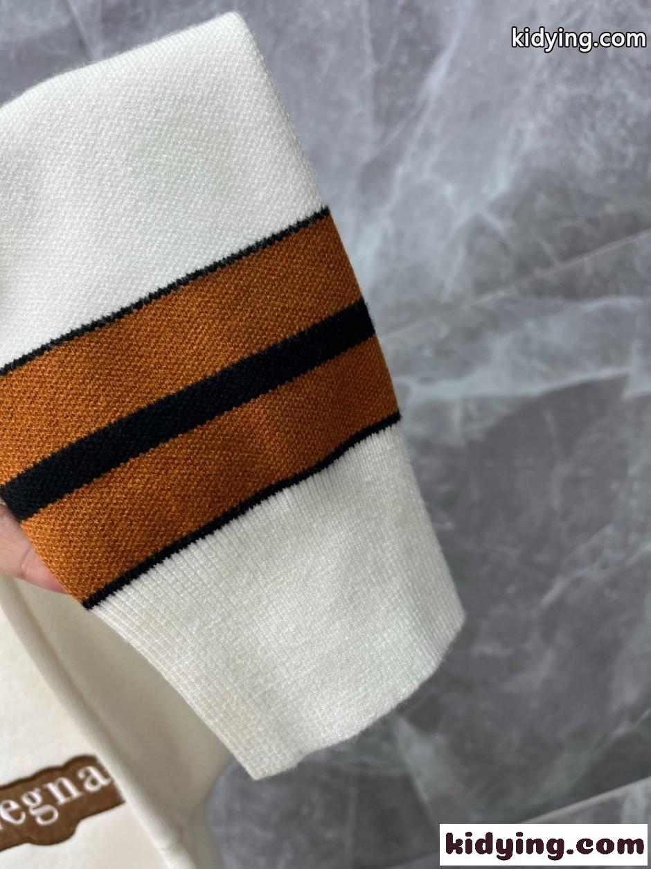 カジュアル ロゴ刺繍 クルーネック ニット エルメネジルド・ゼニア セーター 偽物-4