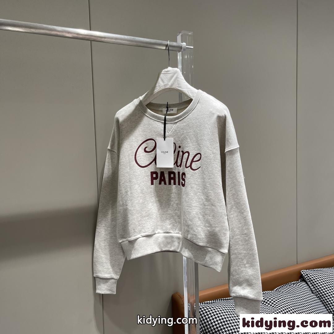 コットンフリース ロゴプリント スウェットシャツ セリーヌ Tシャツ コピー-0