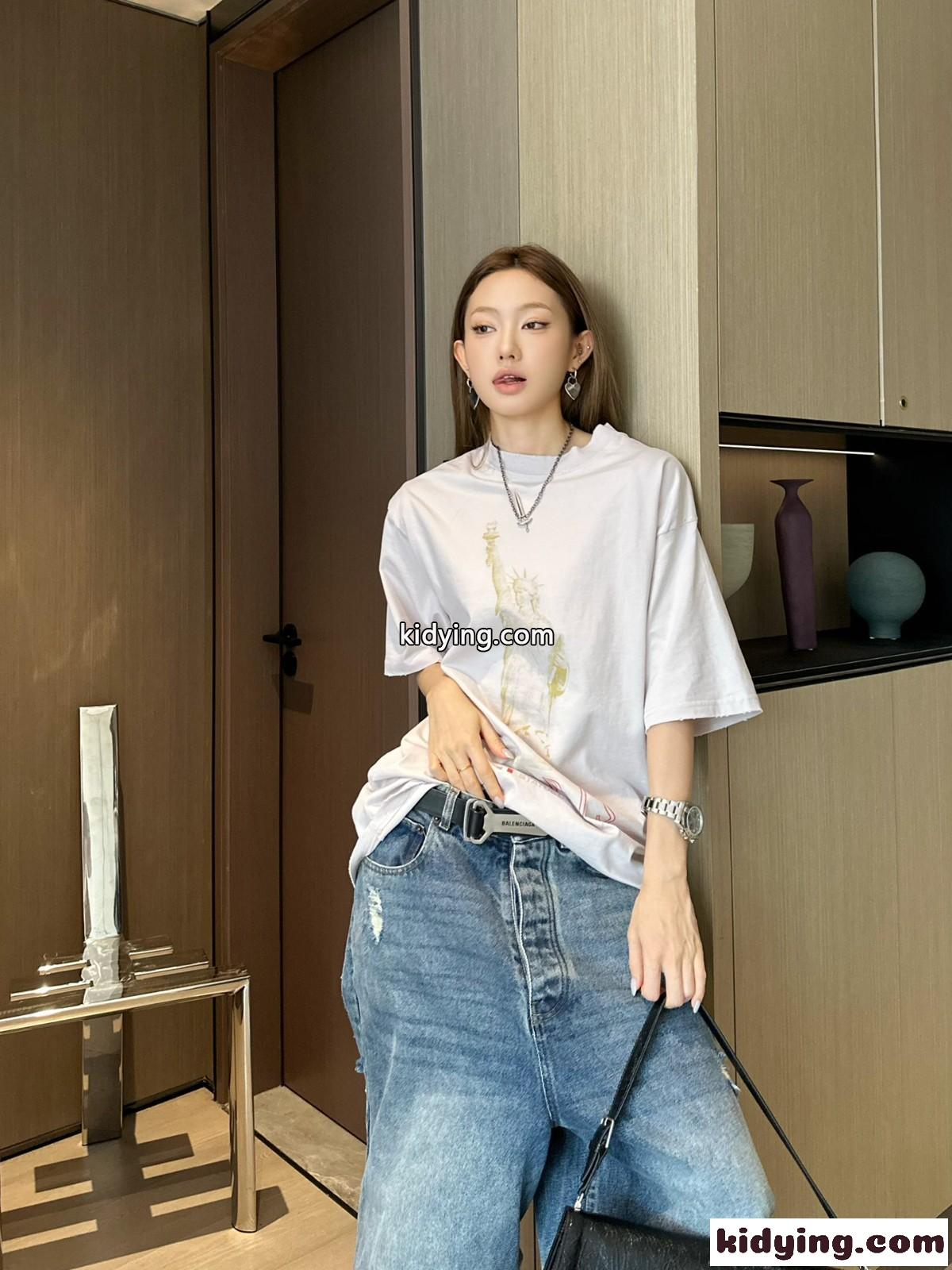 バレンシアガ Tシャツ コピー 人気 カジュアル プリント 半袖Tシャツ ユニセックス-4