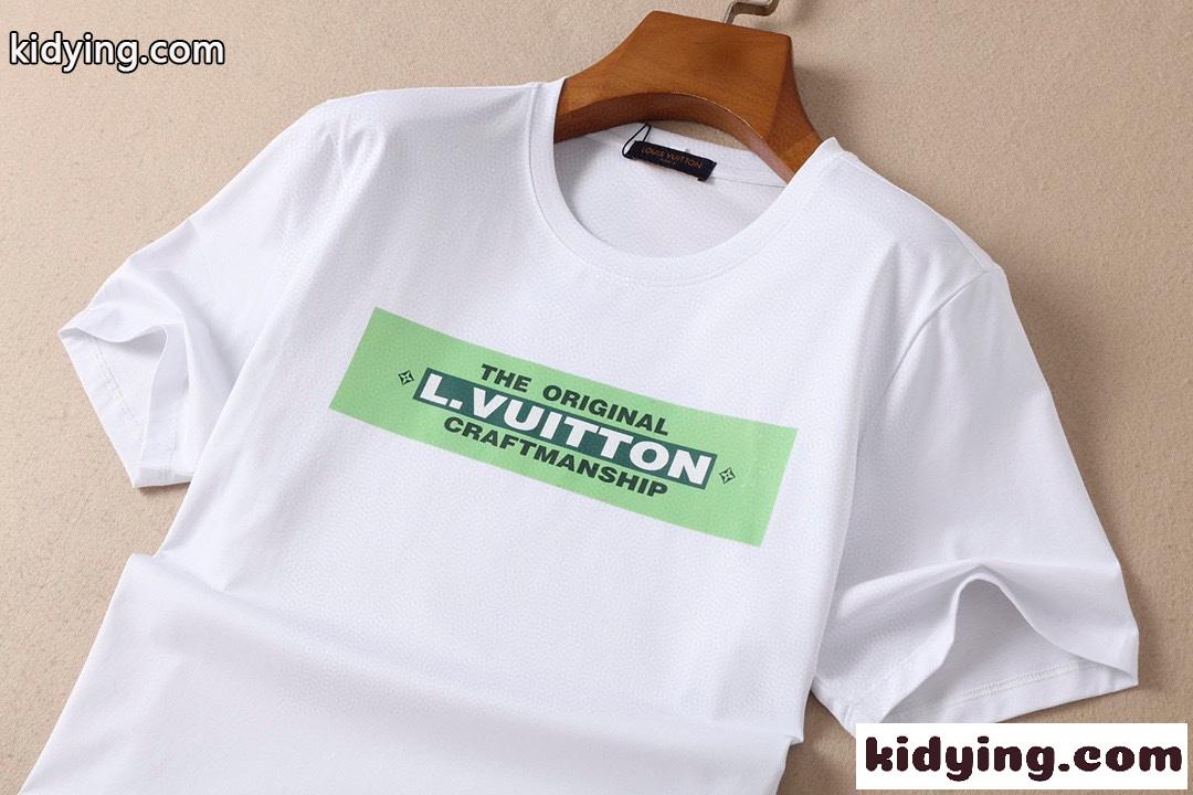 シンプル ロゴ プリント 半袖 柔らかい 快適 クルーネック ルイ・ヴィトン tシャツ コピー トップス-4