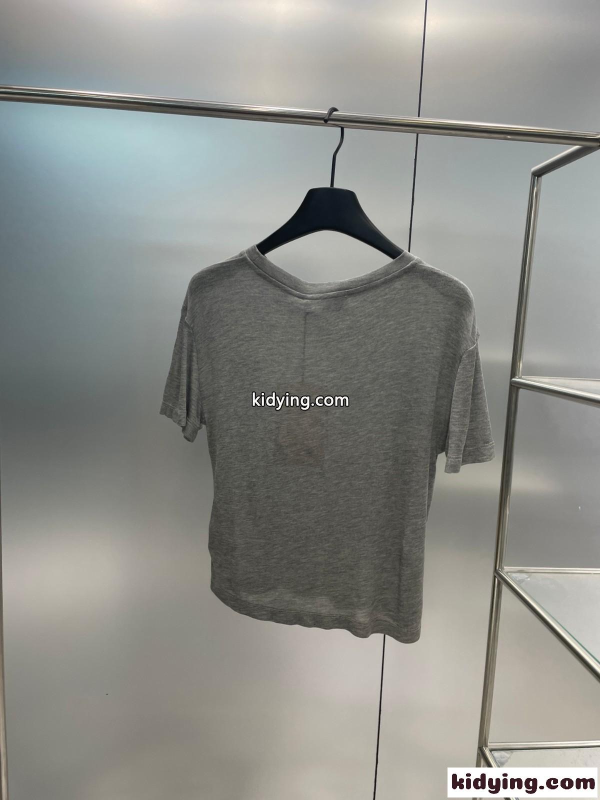 ミュウミュウ Tシャツ コピー カジュアル リブ編み ジャージー Tシャツ-1