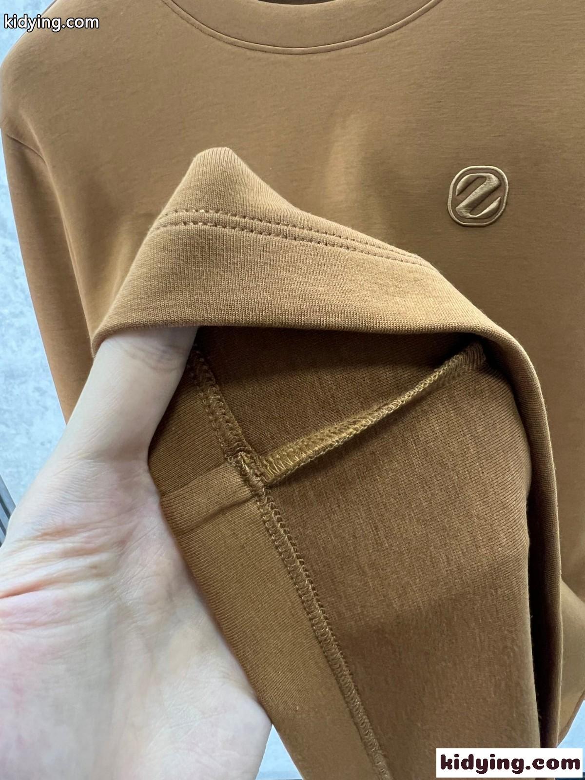 ベーシック ロゴ クルーネック エルメネジルド・ゼニア Tシャツ コピー スウェットシャツ ブラウン-2