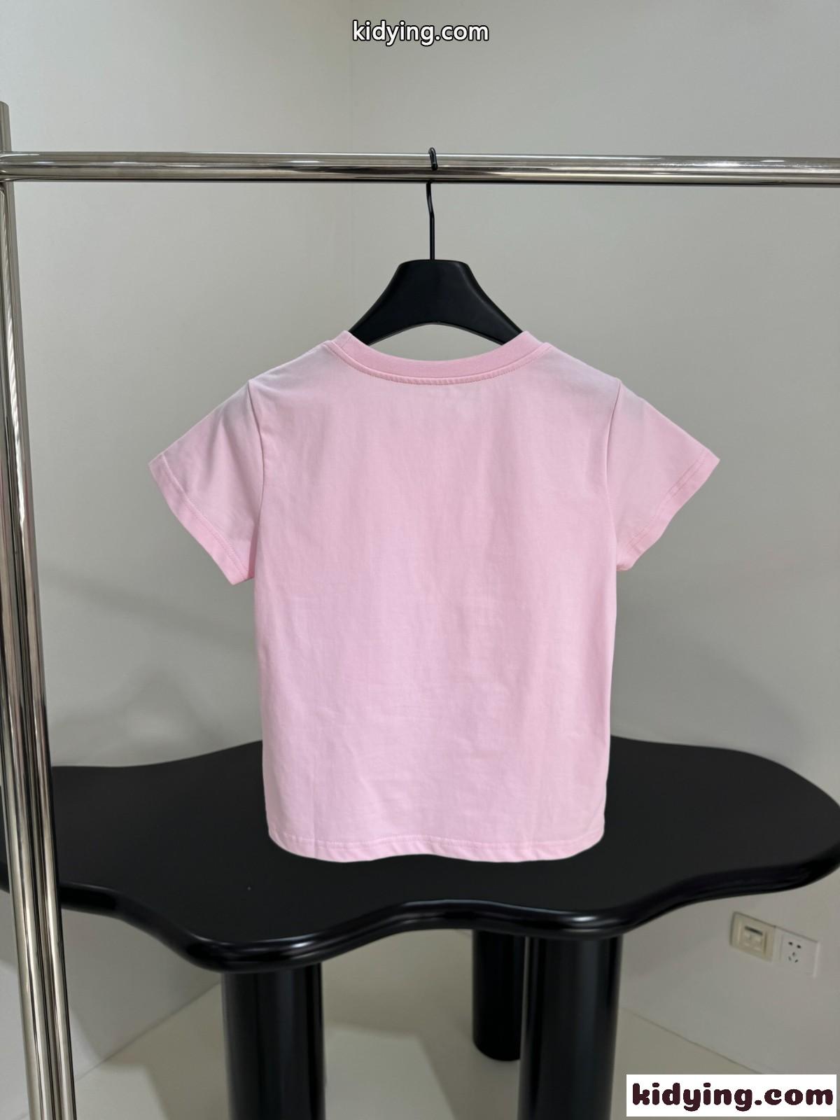 シンプル ロゴ 半袖Tシャツ アレキサンダーワング Tシャツ コピー コットン ピンク-3