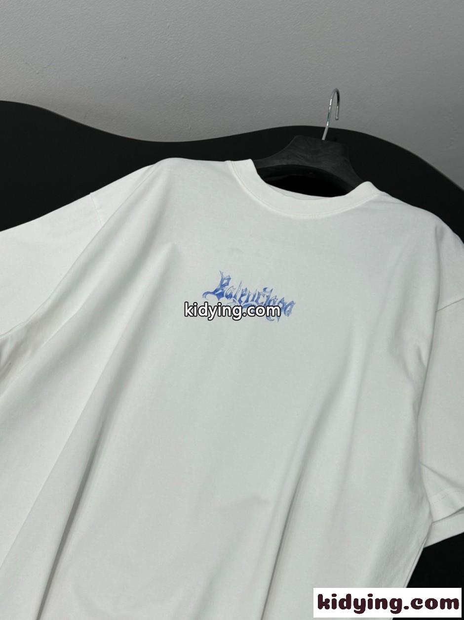 バレンシアガ Tシャツ 偽物 ユニセックス プリント クルーネック 半袖Tシャツ-1