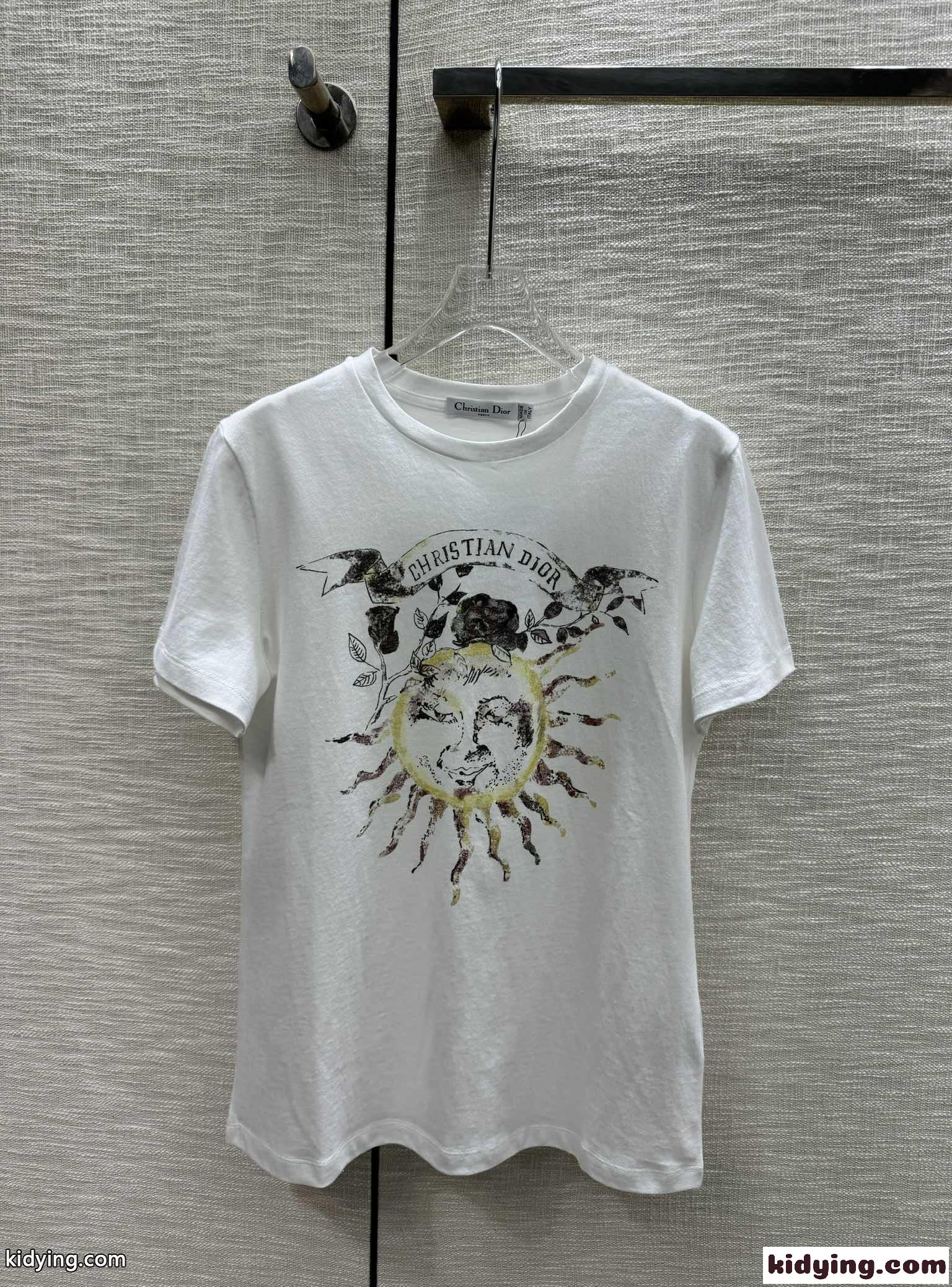 人気 コットン 半袖Tシャツ クリスチャン・ディオール Tシャツ コピー ホワイト-2