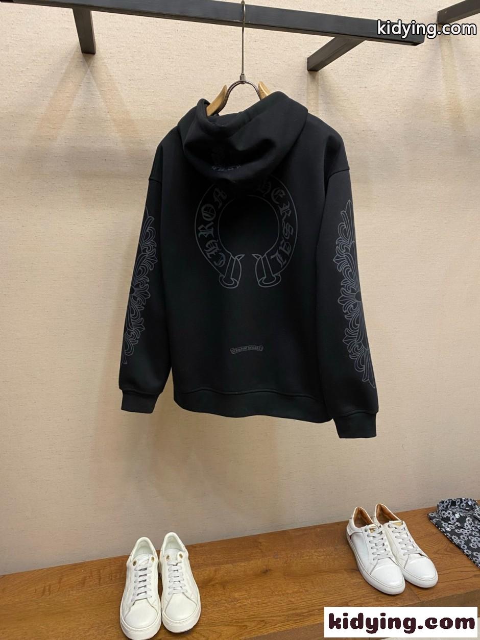 カジュアル コットン ジップアップパーカー クロムハーツ パーカー 偽物 ブラック-0
