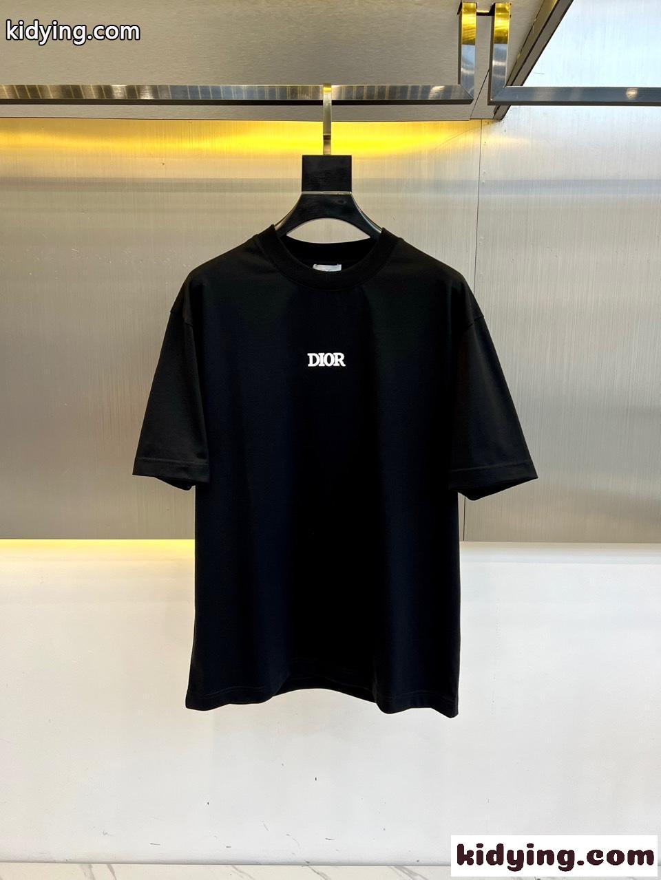 カジュアル ロゴ 半袖Tシャツ クリスチャン・ディオール Tシャツ 偽物 ブラック-0