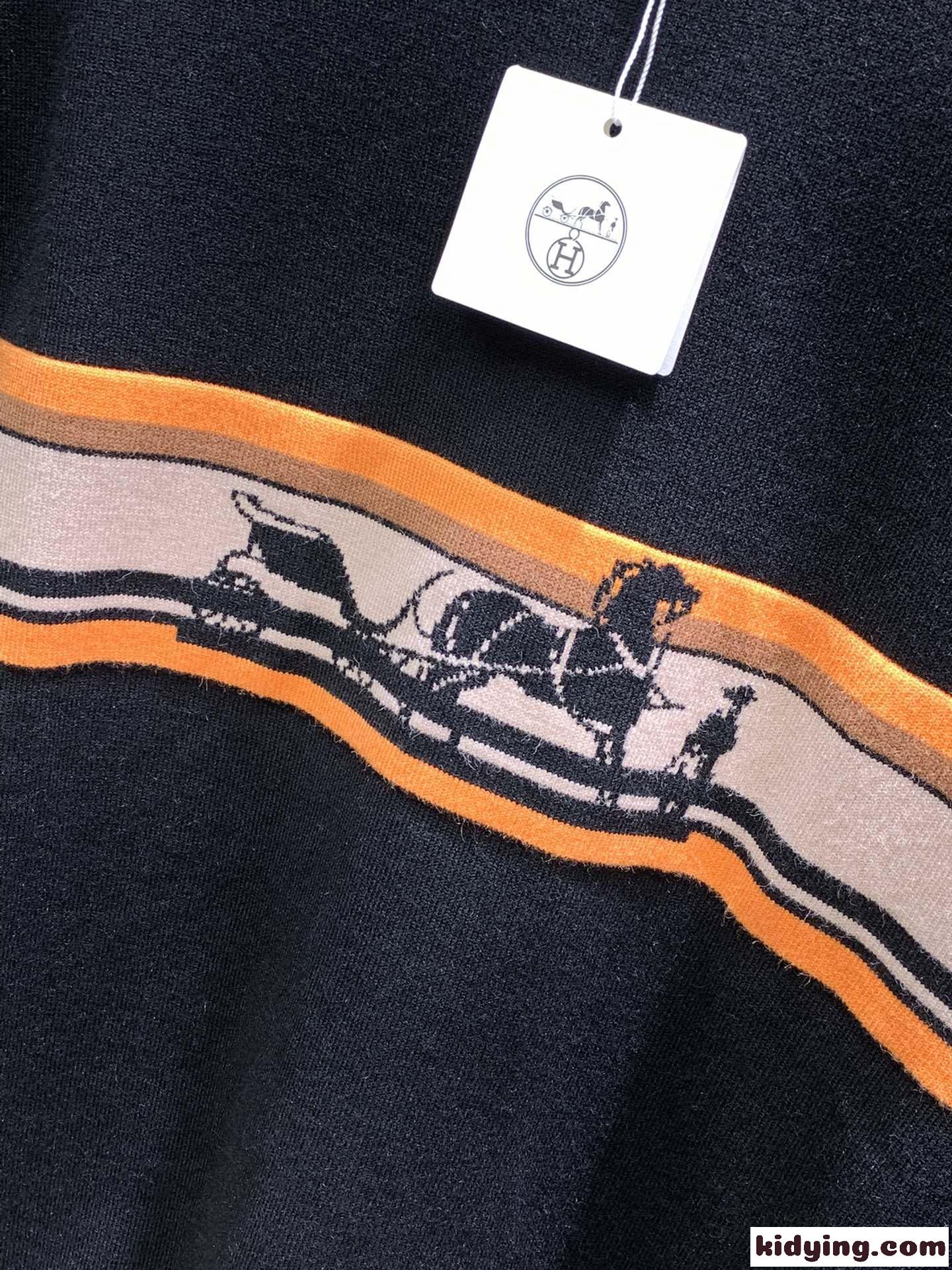 シンプル ロゴ モックネック エルメス セーター コピー クルーネック ニット-2