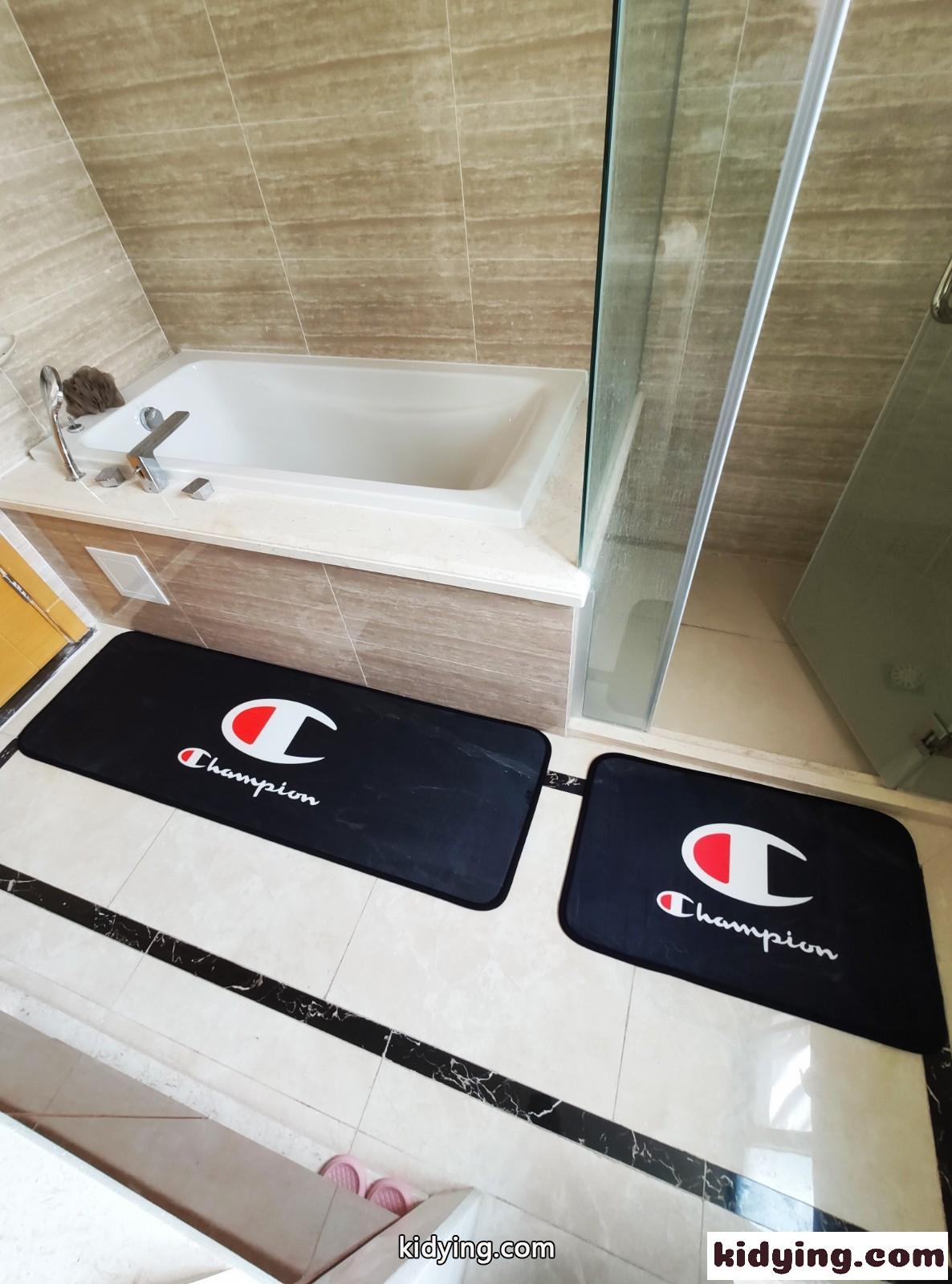 バスマット キッチン 玄関マット 滑り止め おしゃれ 洗える チャンピオン トイレマット コピー 2点セット-3