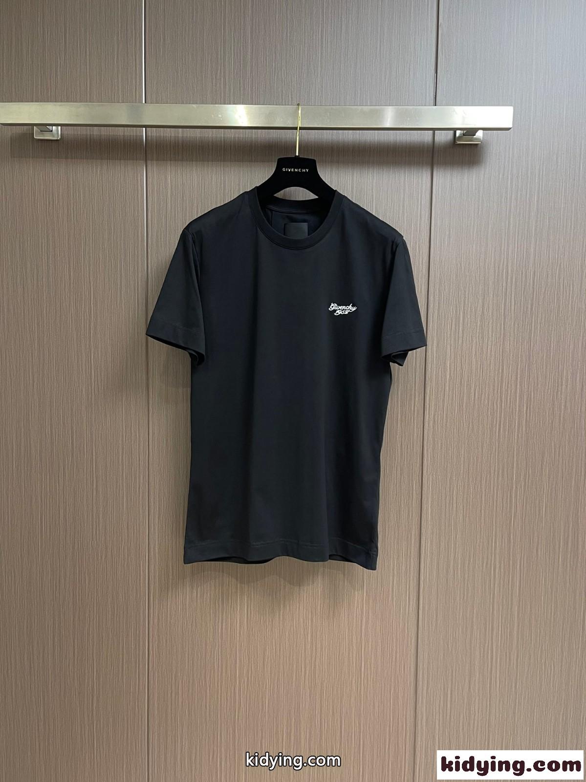 シンプル 人気 ロゴ クルーネック 半袖Tシャツ ジバンシィ Tシャツ 偽物 ブラック-0