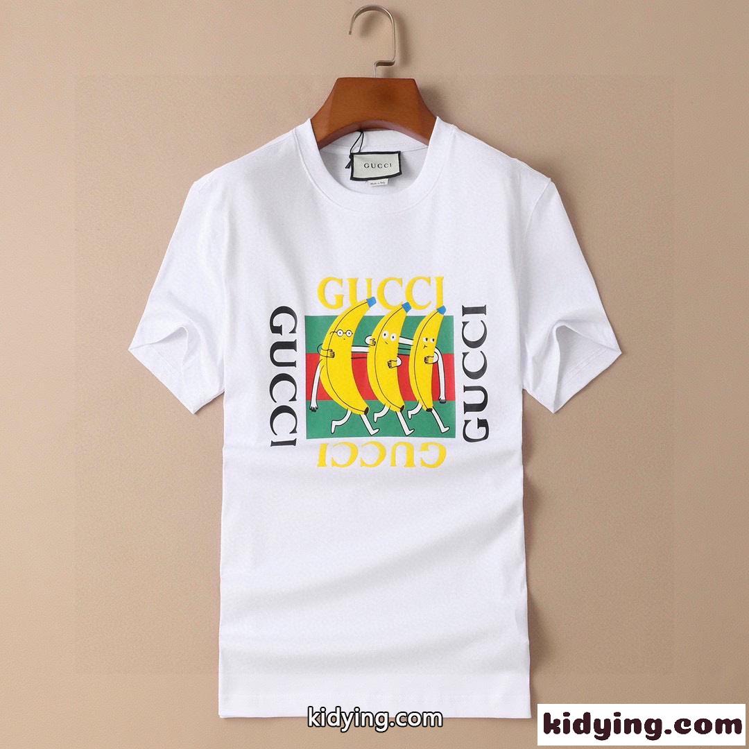 グッチ 半袖Tシャツ コピー 夏 定番 カジュアル 合わせやすい ロゴ プリント クルーネック トップス-1