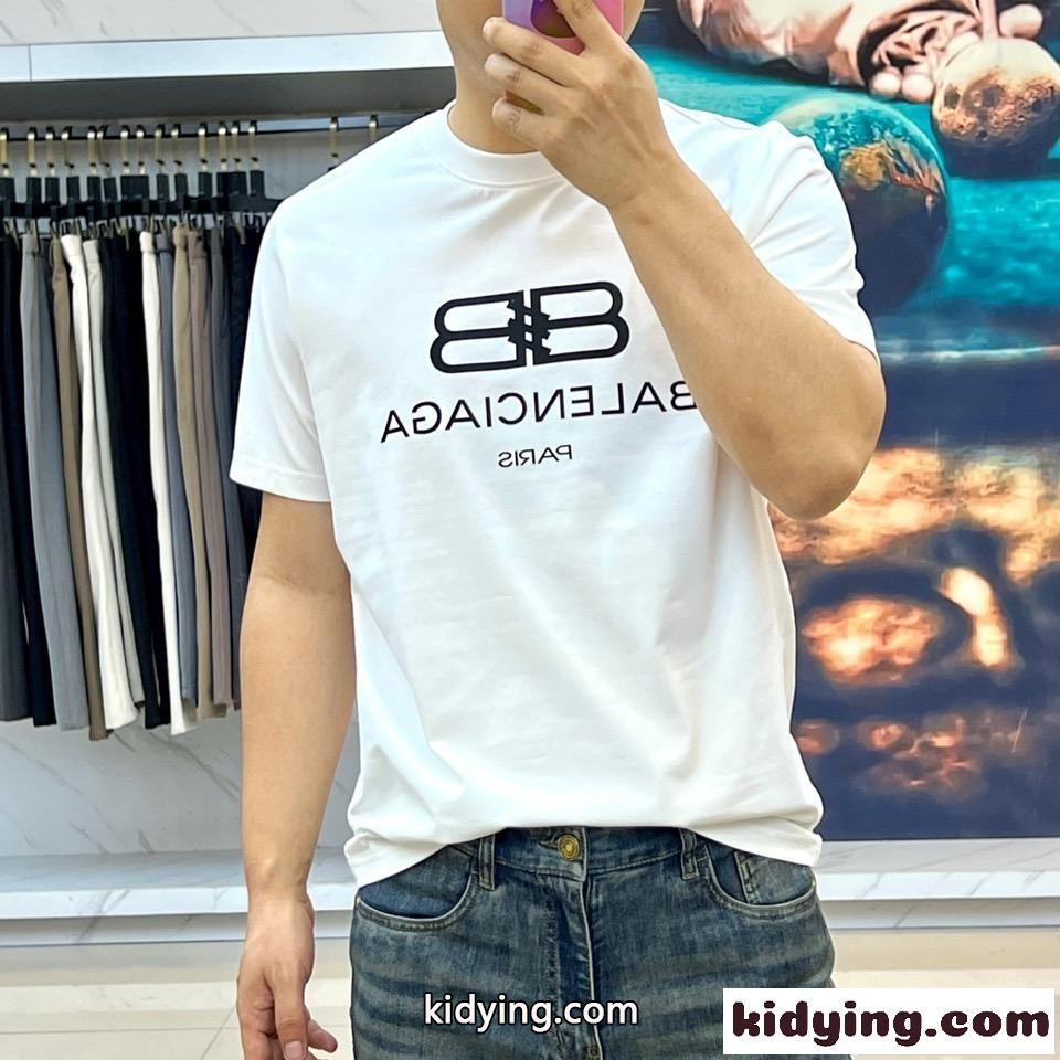 カジュアル ロゴプリント 半袖Tシャツ バレンシアガ Tシャツ コピー コットン ホワイト-2