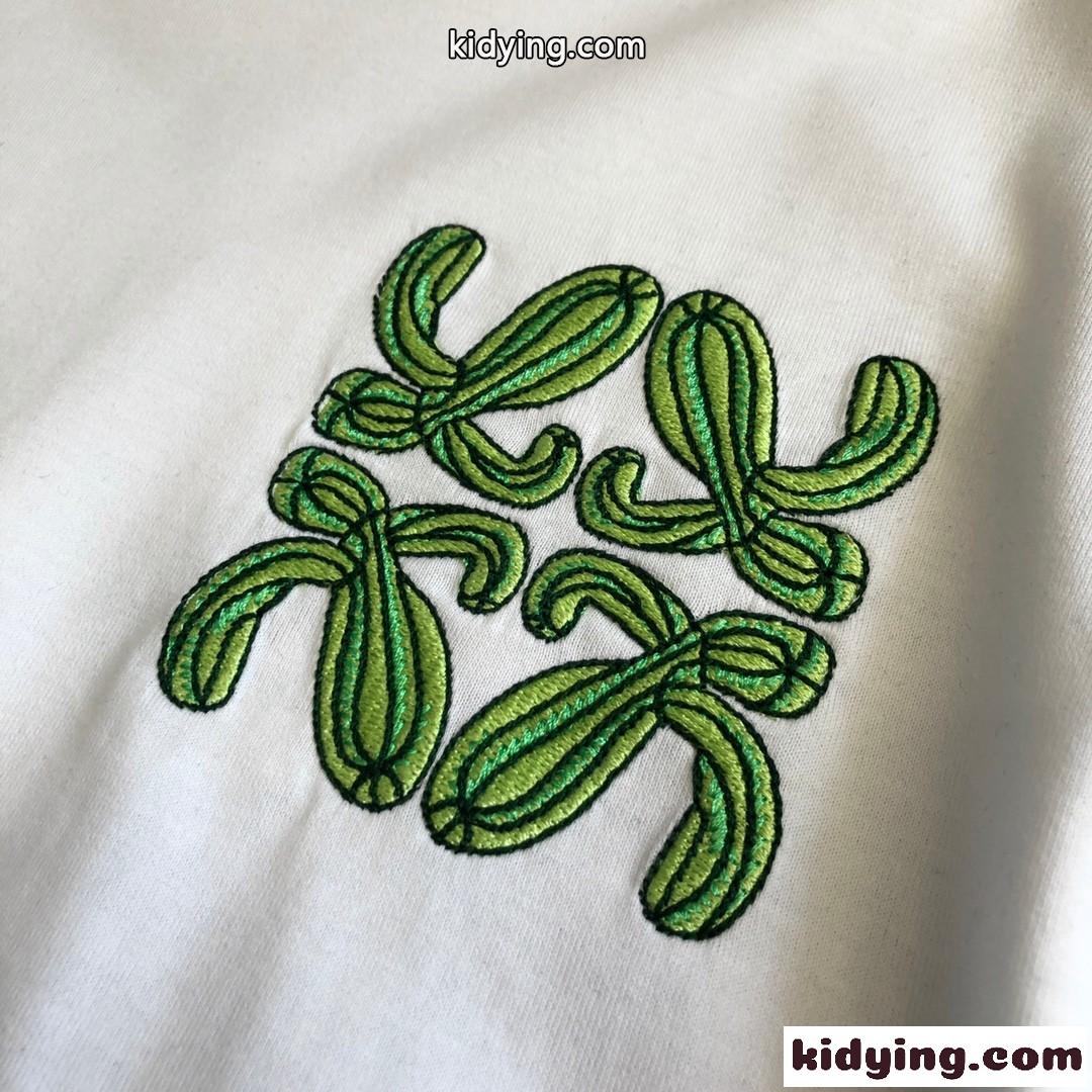 シンプル ロゴ 刺繍 コットン 高級感 クルーネック ロエベ tシャツ コピー 半袖 2カラー 春夏 トップス-2