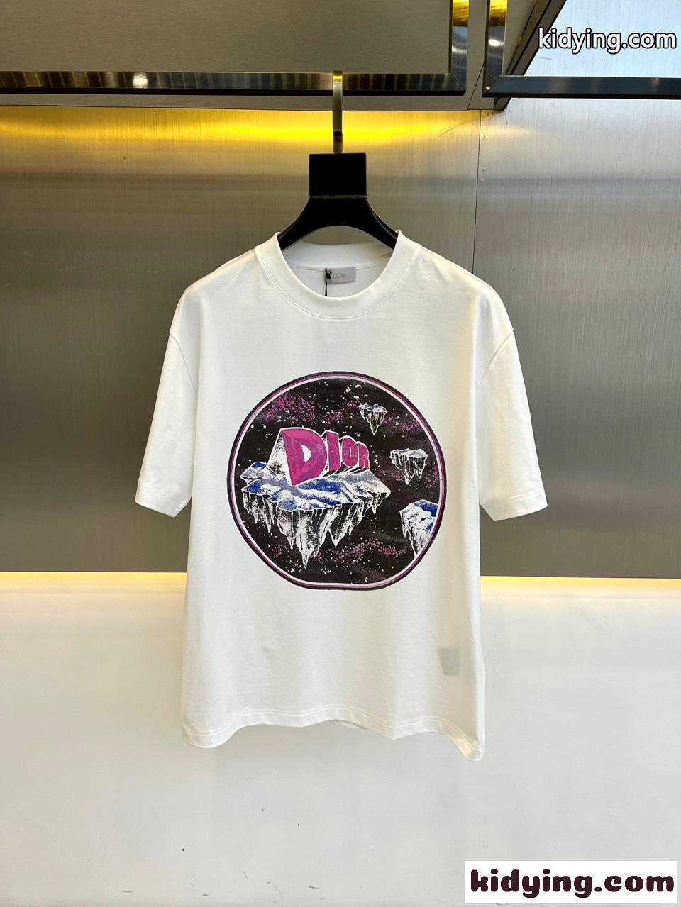 カジュアル プリント クリスチャン・ディオール Tシャツ コピー ホワイト-0