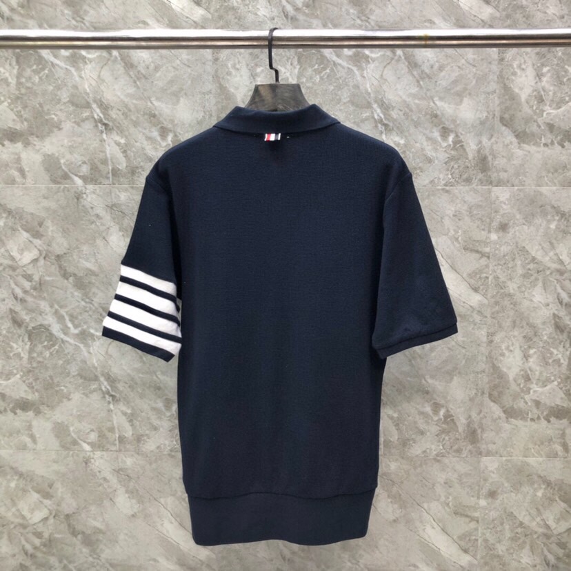 カジュアル おしゃれ 4BAR ショートスリーブ ポロ トムブラウン Tシャツ コピー メンズ ネイビー-4