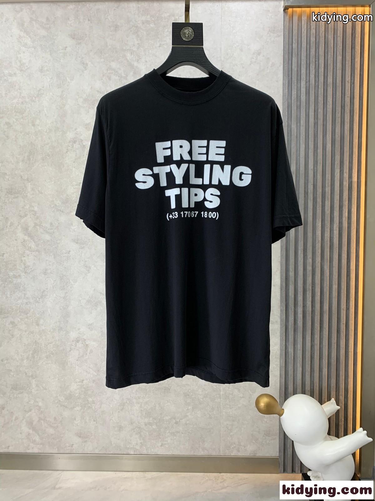 STYLING HOTLINE プリント 半袖Tシャツ バレンシアガ Tシャツ コピー ユニセックス-1