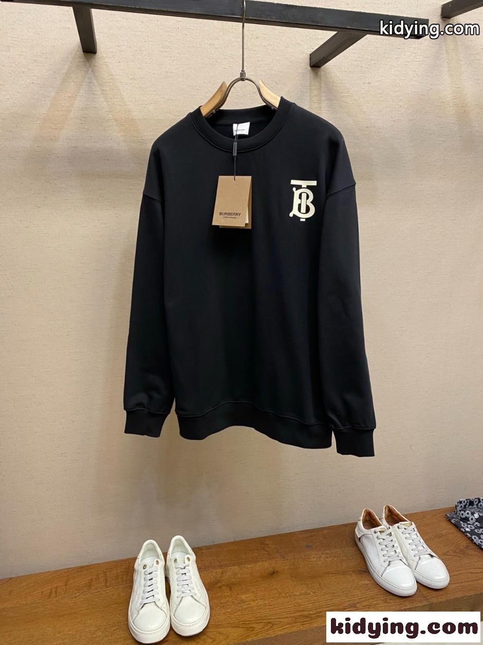 カジュアル TBロゴ コットン スウェットシャツ バーバリー Tシャツ 偽物 ブラック-2