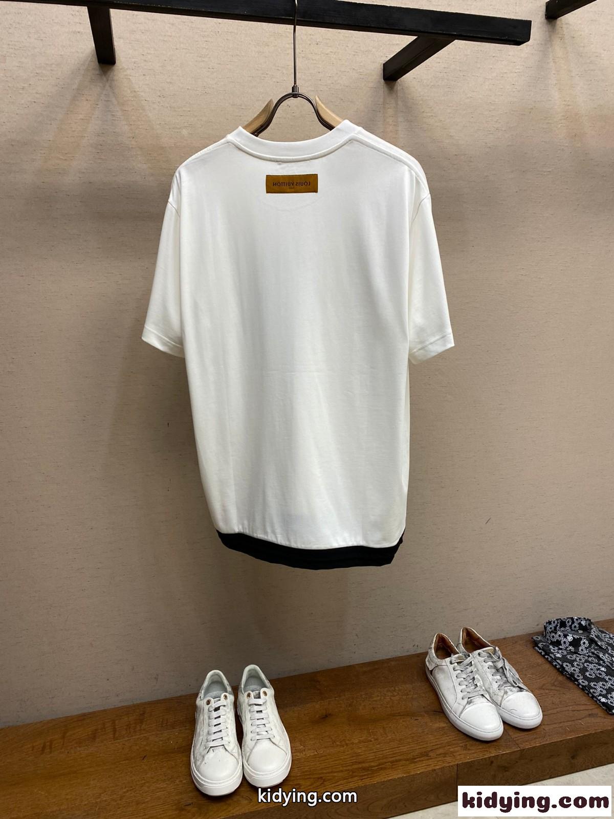 おしゃれ カジュアル クルーネック コットン 半袖Tシャツ ルイ・ヴィトン Tシャツ コピー メンズ-1