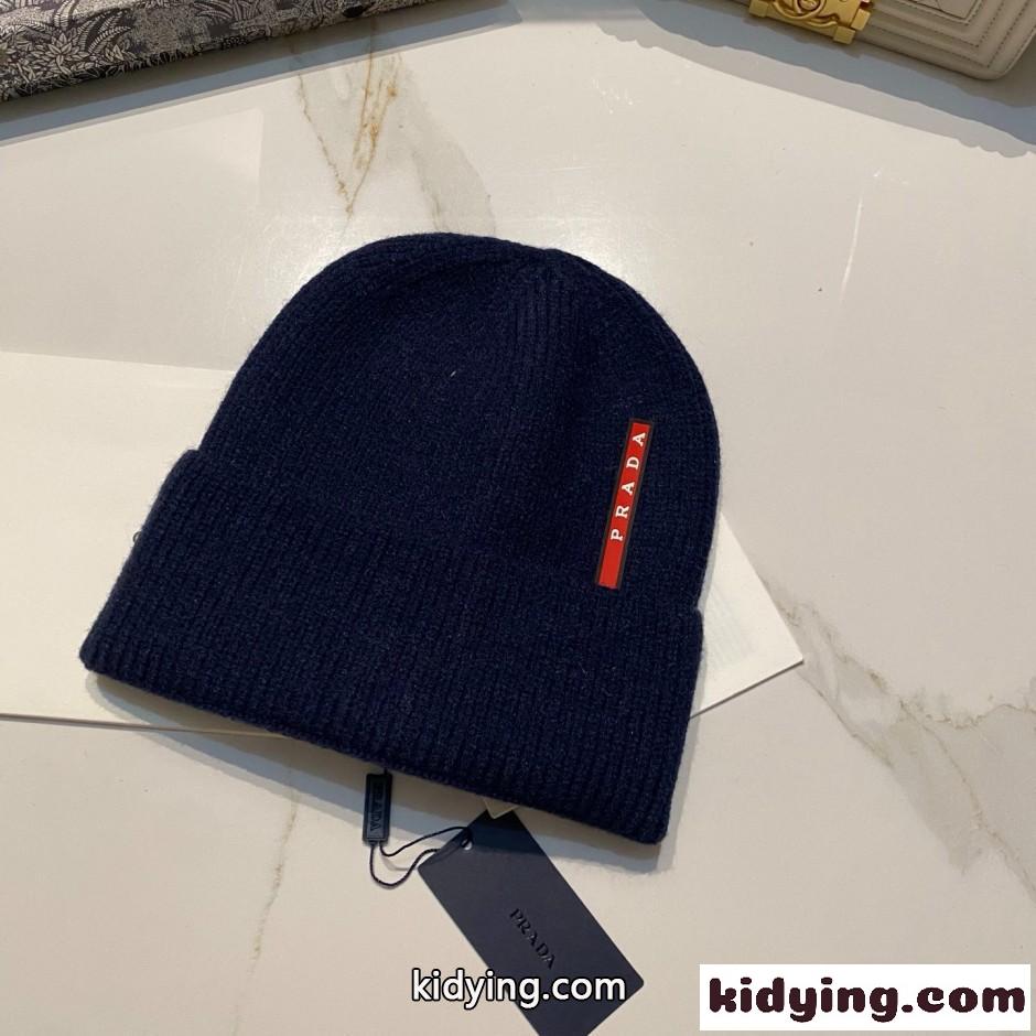 シンプル 合わせやすい ロゴ入り ビーニー プラダ キャップ 偽物 ニットキャップ-6