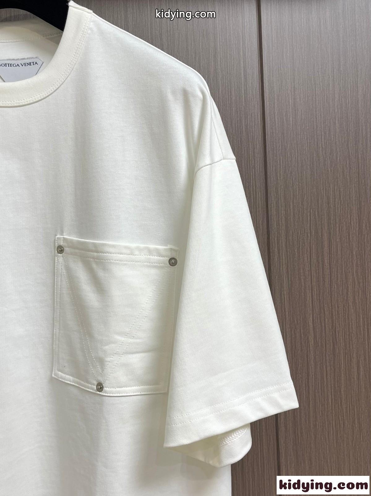 シンプル おしゃれ クルーネック ボッテガ・ヴェネタ Tシャツ コピー 半袖 トップス ホワイト-2