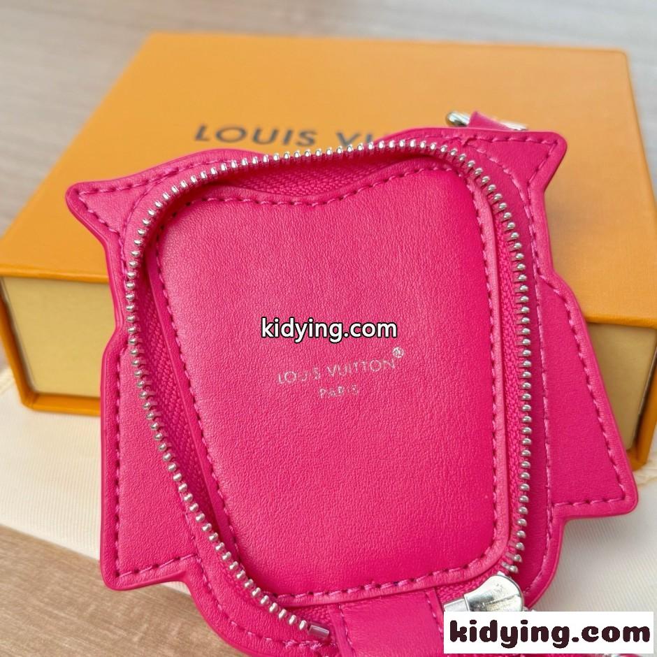 ルイ・ヴィトン キーホルダー 偽物 バッグチャーム・LV オウル ローズピンク-4