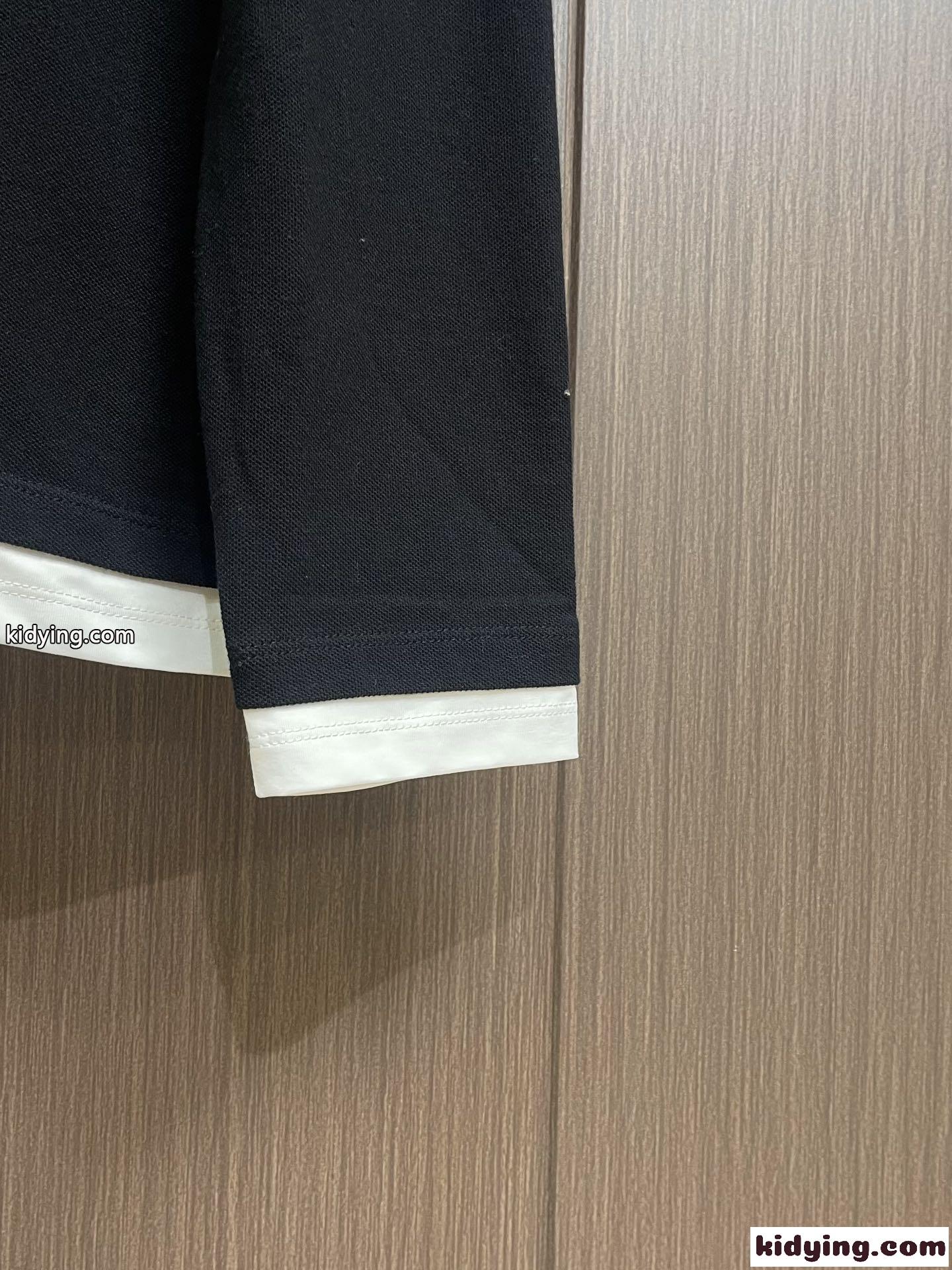 レイヤリング コットン ポロシャツ プラダ Tシャツ コピー ロングスリーブ ブラック-3