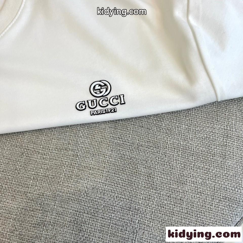 シンプル ロゴ入り 半袖Tシャツ グッチ Tシャツ コピー コットン ホワイト-2