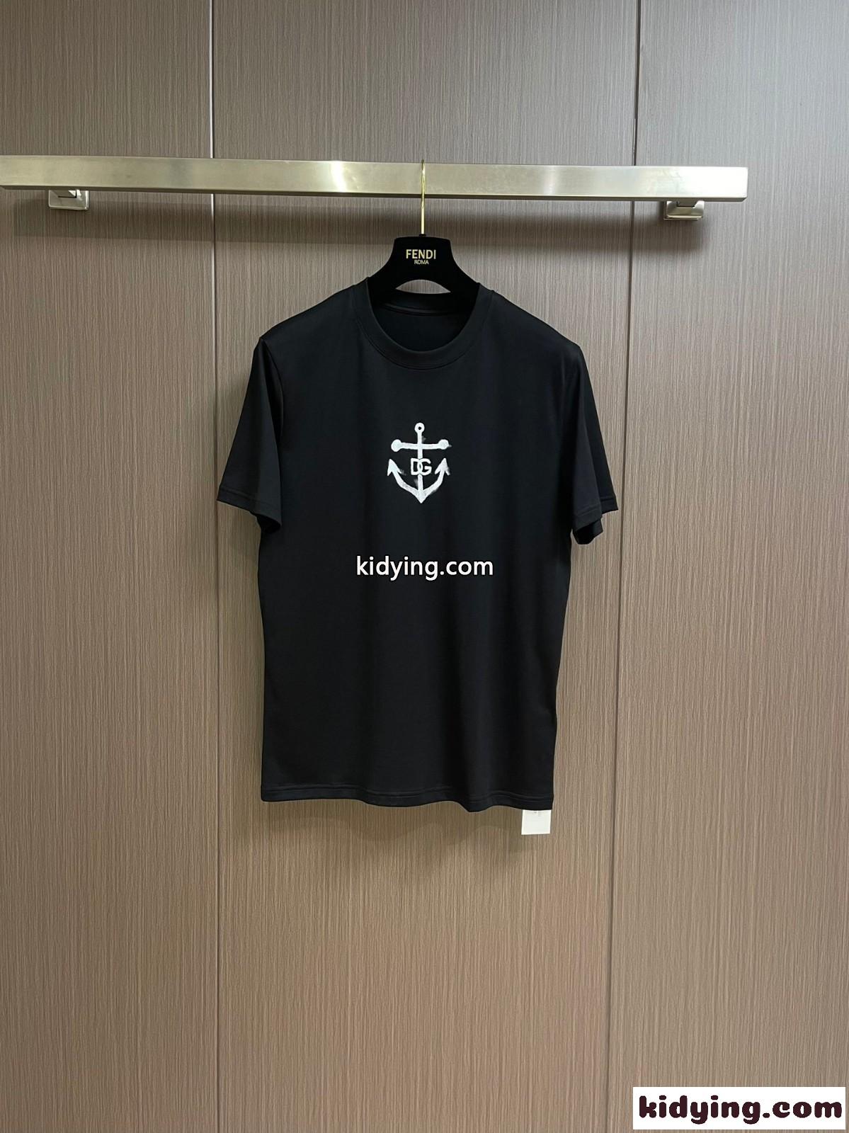 マリーナプリント クルーネック ドルチェ&ガッバーナ 半袖Tシャツ コピー ブラック-0