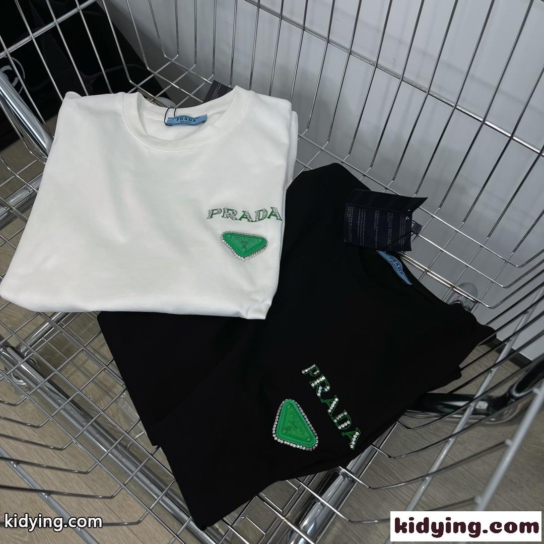 ベーシック 春夏 定番 カジュアル プラダ 半袖tシャツ コピー 合わせやすい クルーネック シンプル トップス-3
