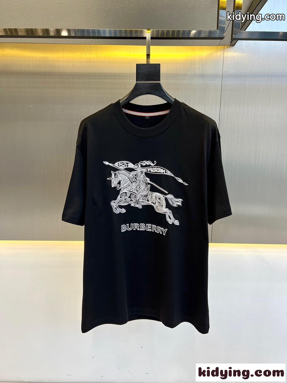 カジュアル 人気 コットンTシャツ バーバリー 半袖Tシャツ コピー ブラック-0