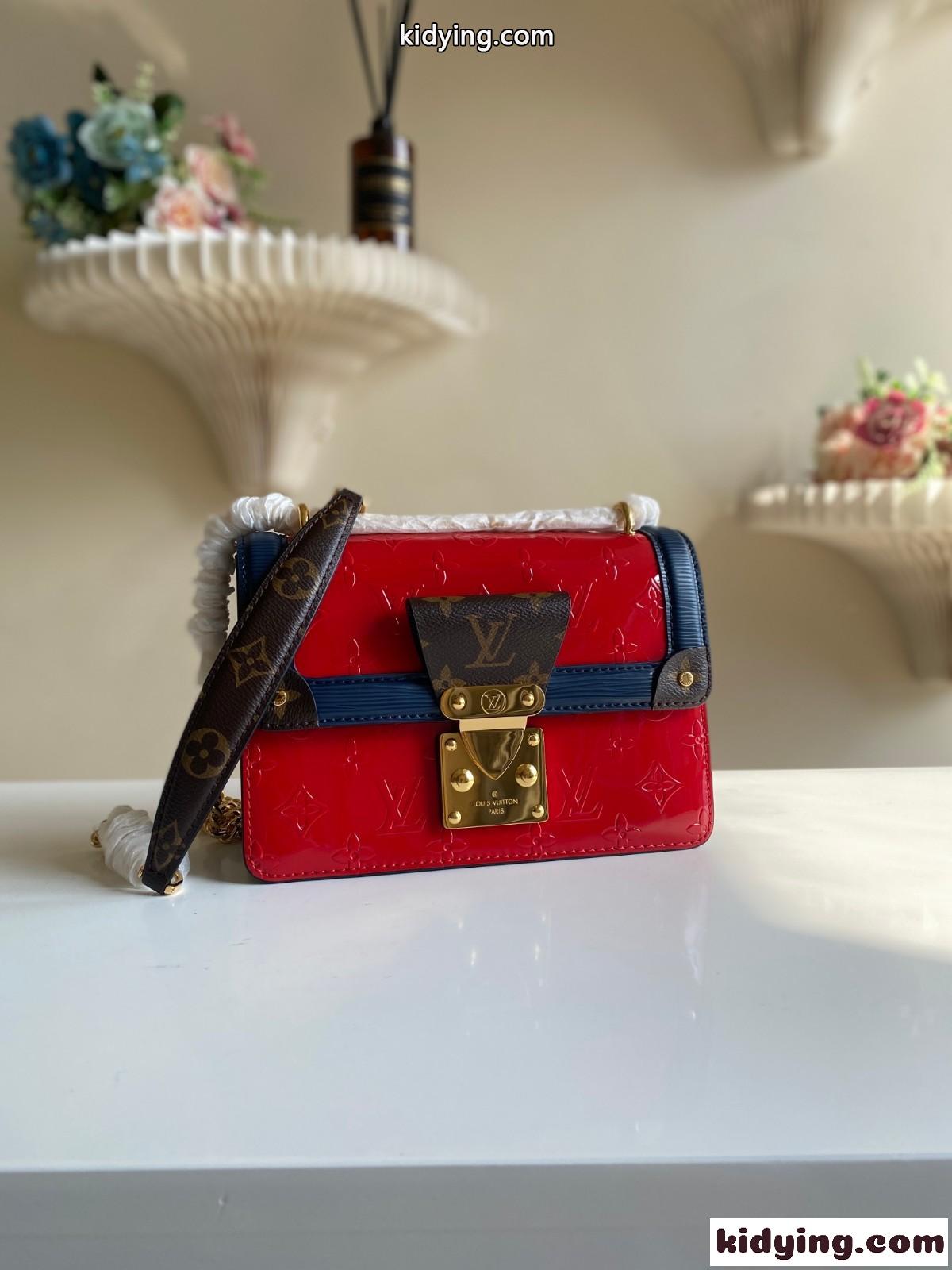M90516 LV ルイヴィトン ワインウッド モノグラムヴェルニ バッグ スーパーコピー レッド-0