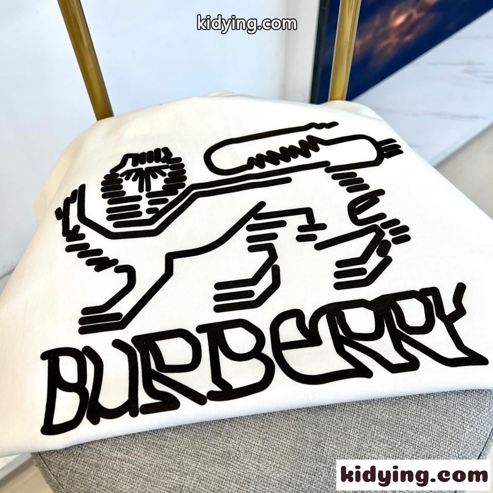 バーバリー Tシャツ コピー カジュアル リラックス プリント 半袖Tシャツ ホワイト-0