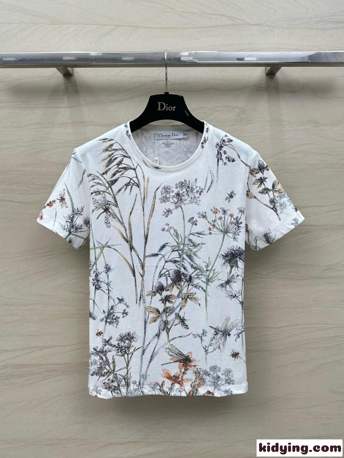 おしゃれ プリント クルーネックTシャツ クリスチャン・ディオール 半袖Tシャツ コピー-2