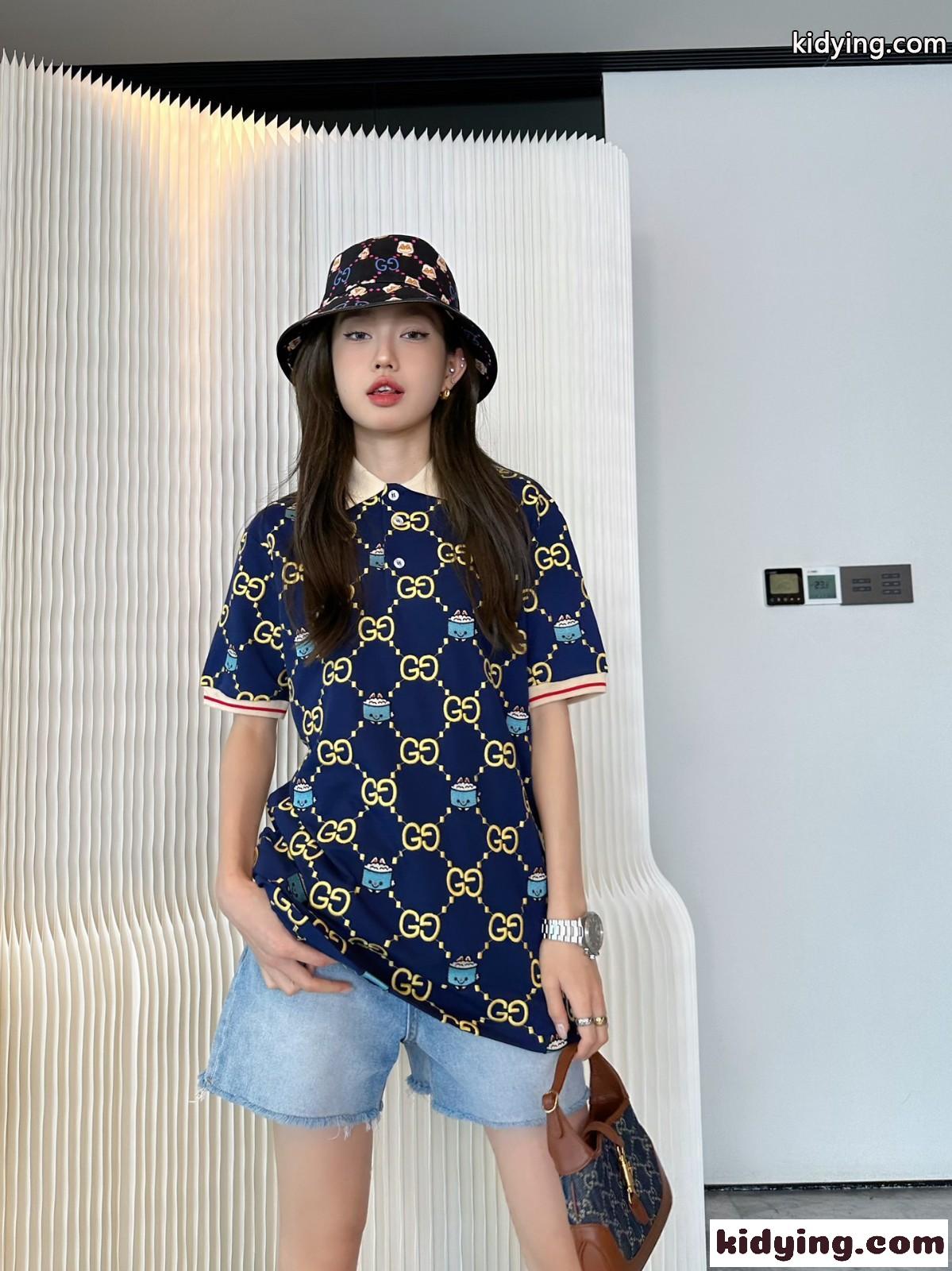 エンブロイダリー入り ストレッチコットン ポロシャツ グッチ Tシャツ コピー ユニセックス-4