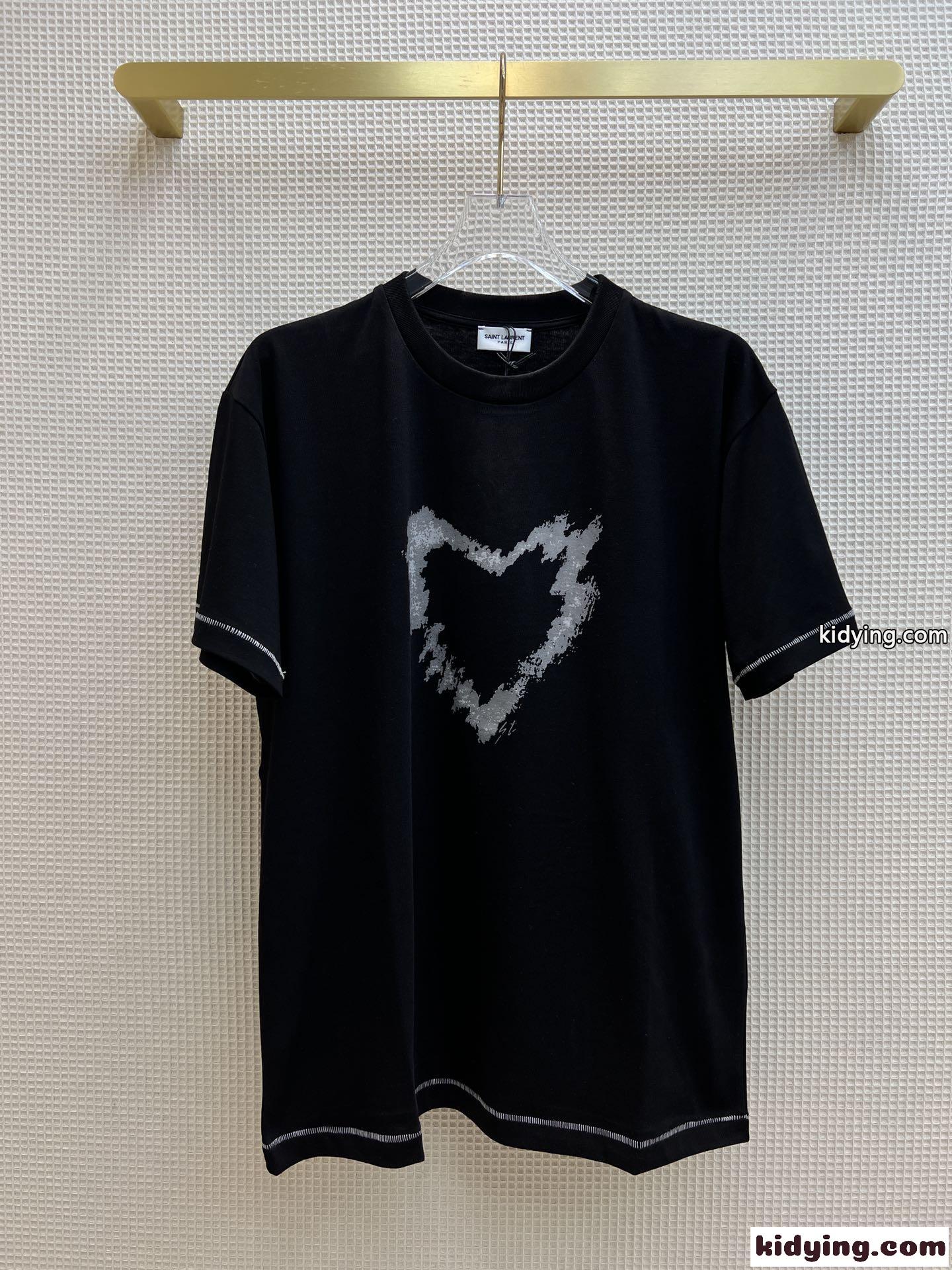 カジュアル おしゃれ ゆったり プリント 体型カバー イヴ・サンローラン 半袖Tシャツ コピー ユニセックス-4