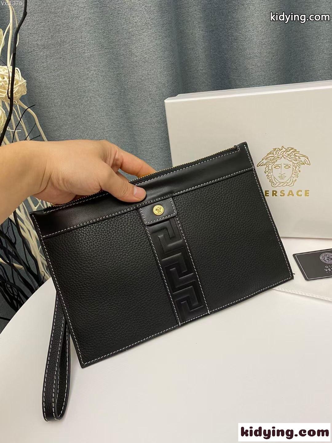 ヴェルサーチェ バッグ コピー メンズ 薄型 ストラップ 手持ち クラッチバッグ 結婚式 パーティー フォマール ブラック-2