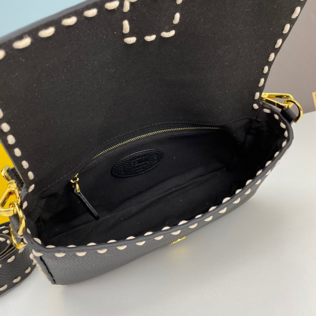 人気 FENDI フェンディ ハンドステッチ ミディアム バゲットバッグ コピー ブラック-4