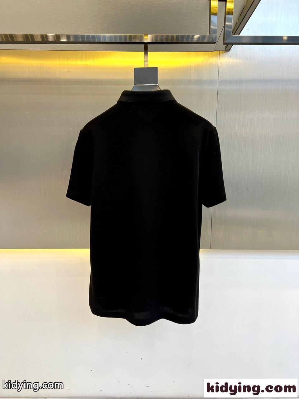 洗練された カジュアル プラダ Tシャツ 偽物 半袖 ポロシャツ ブラック-4