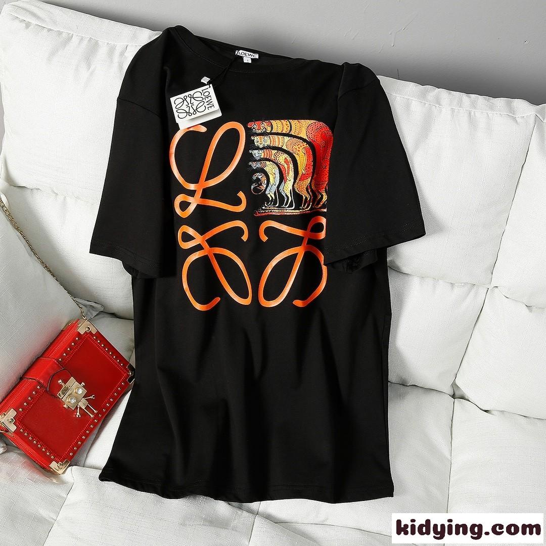 ベーシック ロゴ プリント ゆったり 流行り 着心地いい ロエベ tシャツ コピー 春夏 コットン おしゃれ カジュアル-1